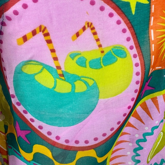 Vibrant Tropical Multicolor Oversized Button Up Shirt Dress - Picture 9 of 12